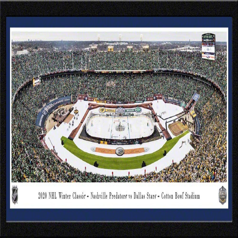 2020 NHL Winter Classic, Dallas Stars vs Nashville Predators - 42x15.5-inch Single Mat, Select Framed Picture by Blakeway Panoramas
