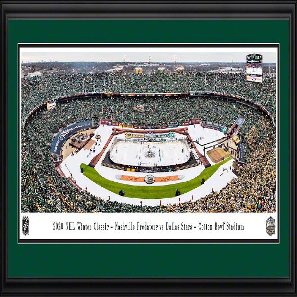 2020 NHL Winter Classic, Dallas Stars vs Nashville Predators - 44x18-inch Double Mat, Deluxe Framed Picture by Blakeway Panoramas