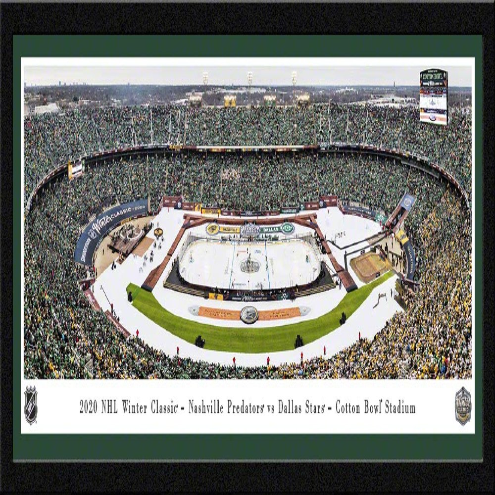 2020 NHL Winter Classic, Dallas Stars vs Nashville Predators - 42x15.5-inch Single Mat, Select Framed Picture by Blakeway Panoramas