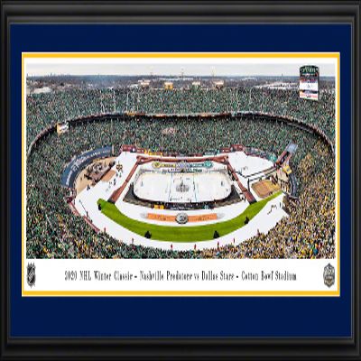 2020 NHL Winter Classic, Dallas Stars vs Nashville Predators - 44x18-inch Double Mat, Deluxe Framed Picture by Blakeway Panoramas