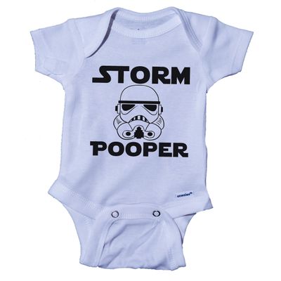 Ink Trendz STORM POOPER TROOPER Themed Baby Onesie Bodysuit Romper (12 Months)