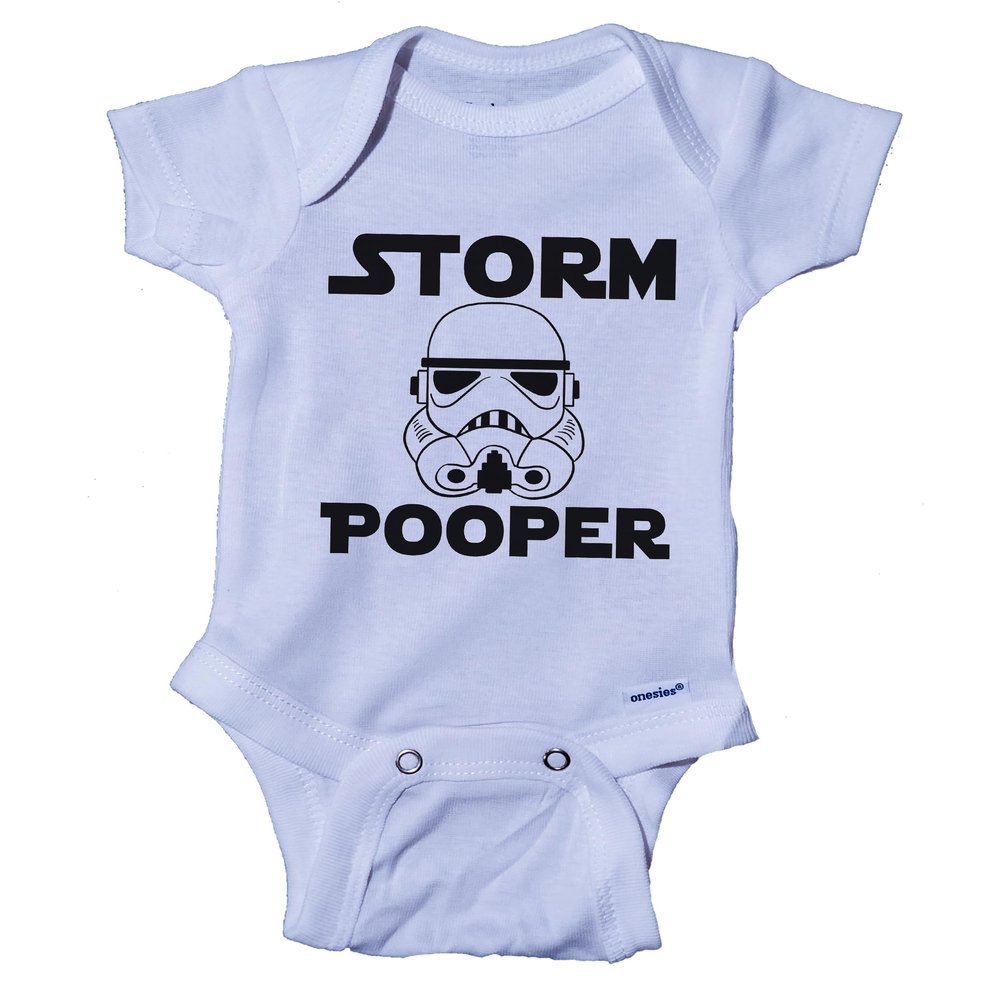 Ink Trendz STORM POOPER TROOPER Themed Baby Onesie Bodysuit Romper (12 Months)