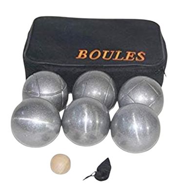 BuyBocceBalls Listing - 6 Ball 73mm Metal Bocce/Petanque Set with 6 Grind Sand Balls