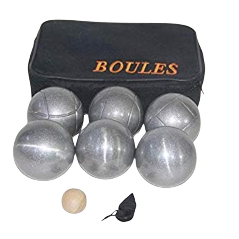 BuyBocceBalls Listing - 6 Ball 73mm Metal Bocce/Petanque Set with 6 Grind Sand Balls