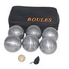 BuyBocceBalls Listing - 6 Ball 73mm Metal Bocce/Petanque Set with 6 Grind Sand Balls view 1