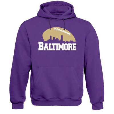 Xtreme Apparrel Baltimore Football Skyline Men's Fan Hoodie Sweatshirt (Purple Hoodie, 3XL)