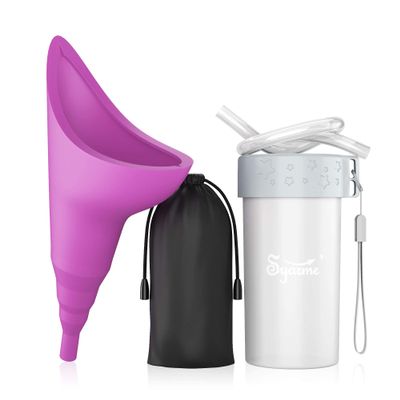 Female Urination Device, Portable Reusable Urinal Funnel with Extension Tube, Small Folding Storage, Suitable for Travel, Festivals, Camping, Traffic Jams, Etc, with Waterproof Cup