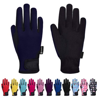 ChinFun Horse Riding Glove Equestrian Gloves Kids for Boys Girls Horseback Riding Gloves Grip for Youth Children Riding Sports Biking Cycling Gardening Navy Size S