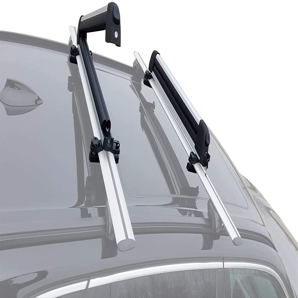 BRIGHTLINES Improved Universal Ski Snowboard Racks Carriers 2pcs Mount on Vehicle top Cross Bars (Up to 4 Skis or 2 Snowboards)