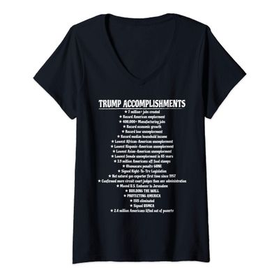 Womens Trump Accomplishments Promises Made Promises Kept Pro Trump V-Neck T-Shirt