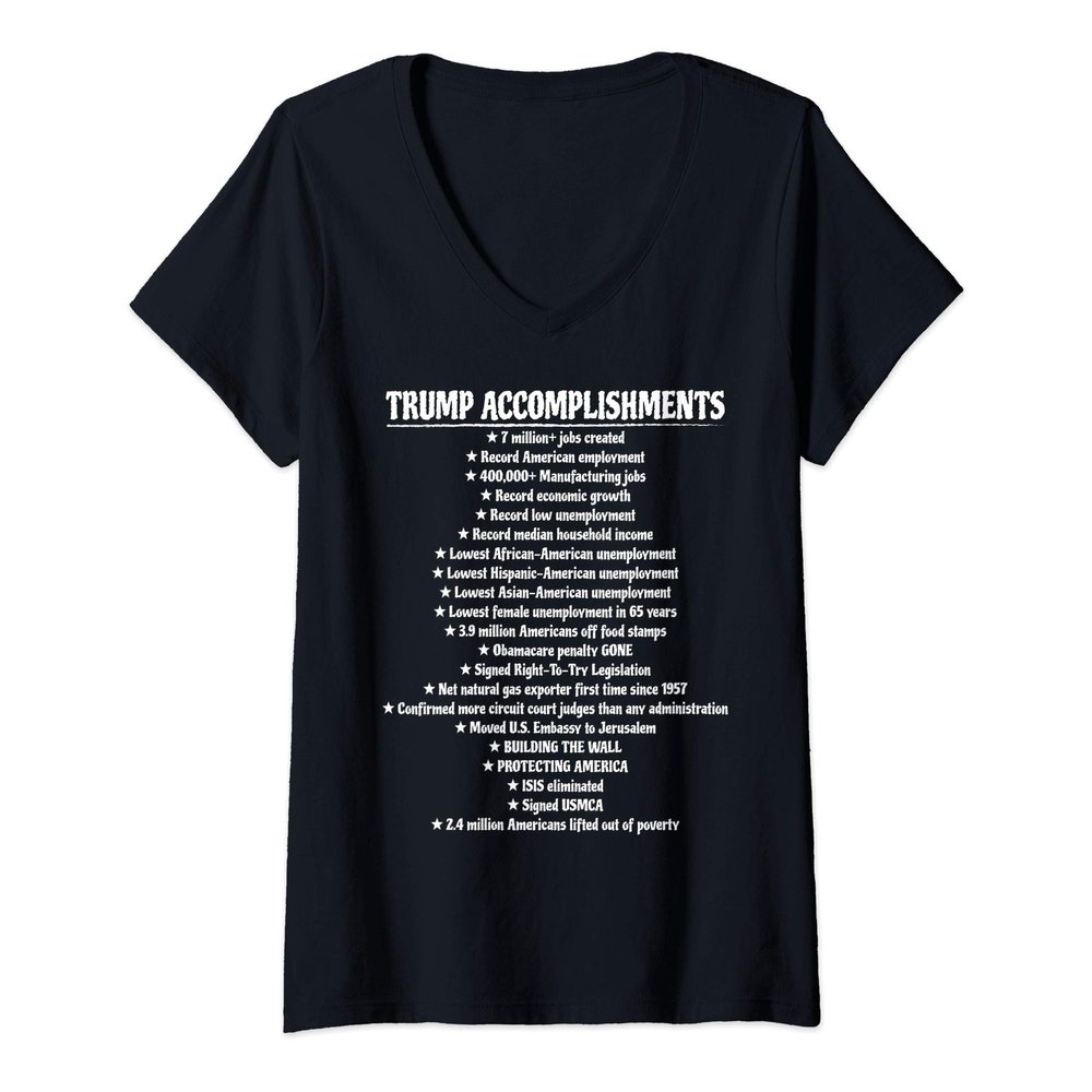 Womens Trump Accomplishments Promises Made Promises Kept Pro Trump V-Neck T-Shirt