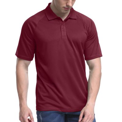 TIHEEN Mens Polo Shirts Short Sleeve,Performance Golf Shirts,Wine Red,XL