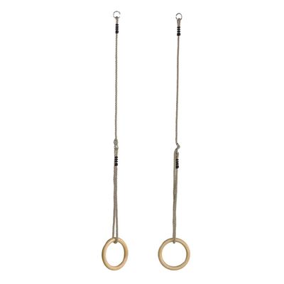 LIOOBO Wooden Gymnastic Rings with Adjustable Straps Exercise Rings for Kids Training Workout Strength Training Fitness Outdoor Backyard Play