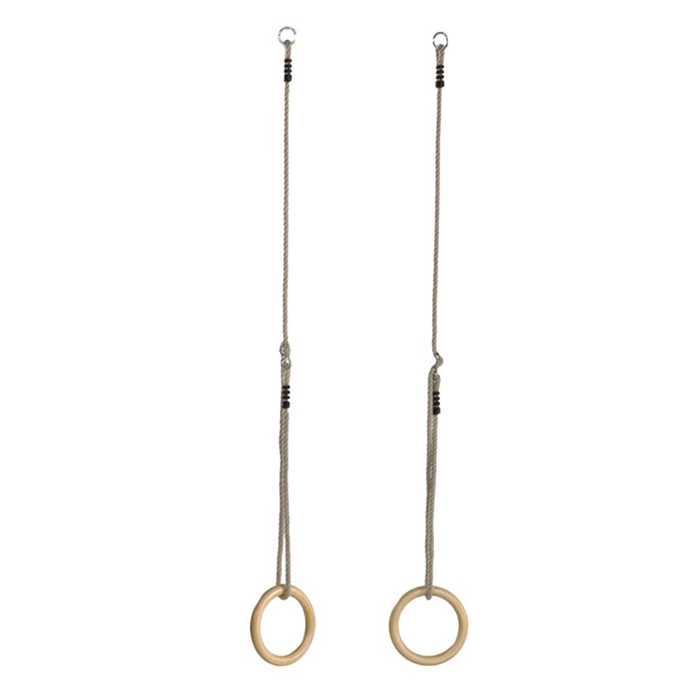 LIOOBO Wooden Gymnastic Rings with Adjustable Straps Exercise Rings for Kids Training Workout Strength Training Fitness Outdoor Backyard Play