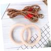 LIOOBO Wooden Gymnastic Rings with Adjustable Straps Exercise Rings for Kids Training Workout Strength Training Fitness Outdoor Backyard Play view 2