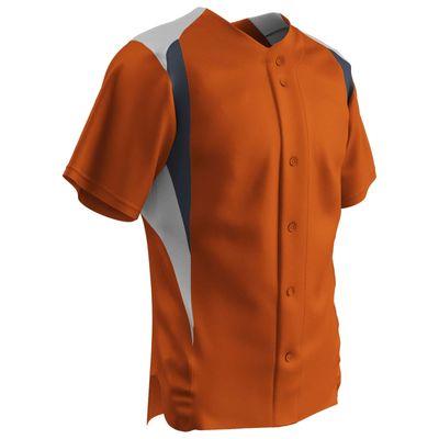 Champro Bull Pen Full Button Polyester Baseball Jersey, Youth Large, Orange,White,Graphite