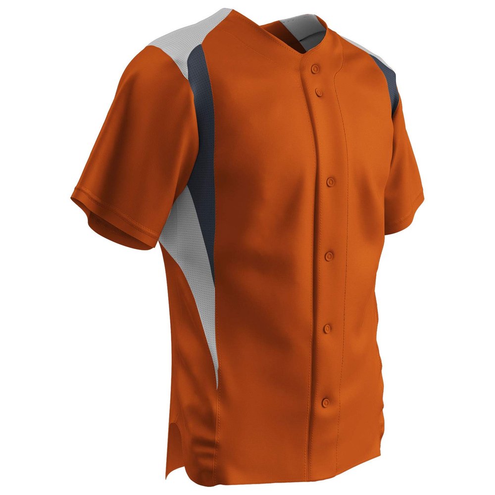Champro Bull Pen Full Button Polyester Baseball Jersey, Youth Large, Orange,White,Graphite