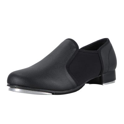 Linodes Unisex PU Leather Slip On Tap Shoe Dance Shoes for Women and Men's Dance Shoes-Black-4.5M