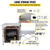 VEVOR Camping Kitchen Table, Aluminum Portable Folding Camp Cook Station with Windscreen, Cupboard, Storage Organizer, Carrying Bag, Quick Installation for Outdoor Picnic Beach BBQ RV Traveling, Brown view 4
