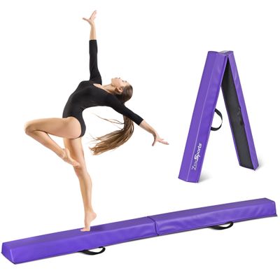 Oteymart 6FT Balance Beam Folding Gymnastics Beam Extra Firm Foam Anti-Slip Bottom Equipment for Floor Home Training, Kids, Adults