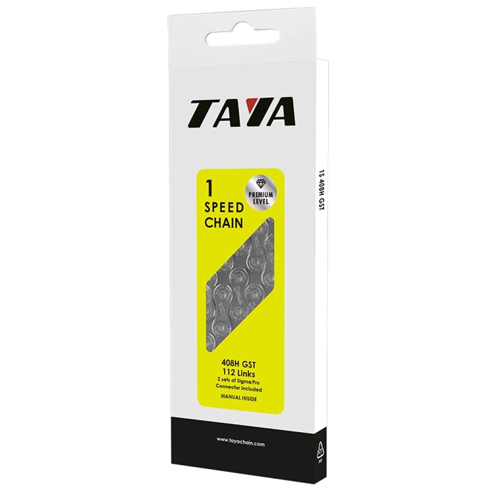 TAYA 408H Anti-Corrosion 1/2 x 3/32 Single Speed Bike Chain, 112 Links, Grey