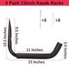 Vahodegn Kayak Steel Storage Rack, 4 Pack Canoe Wall Mount Hooks, 15Inches Snowboard Hanger, 100 LB Capacity view 2