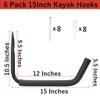 Vahodegn Garage Storage Heavy Duty Hooks, 15Inch Jumbo Arm Kayak Rack, 6 Pack Wall Mount Canoe Hangers view 2