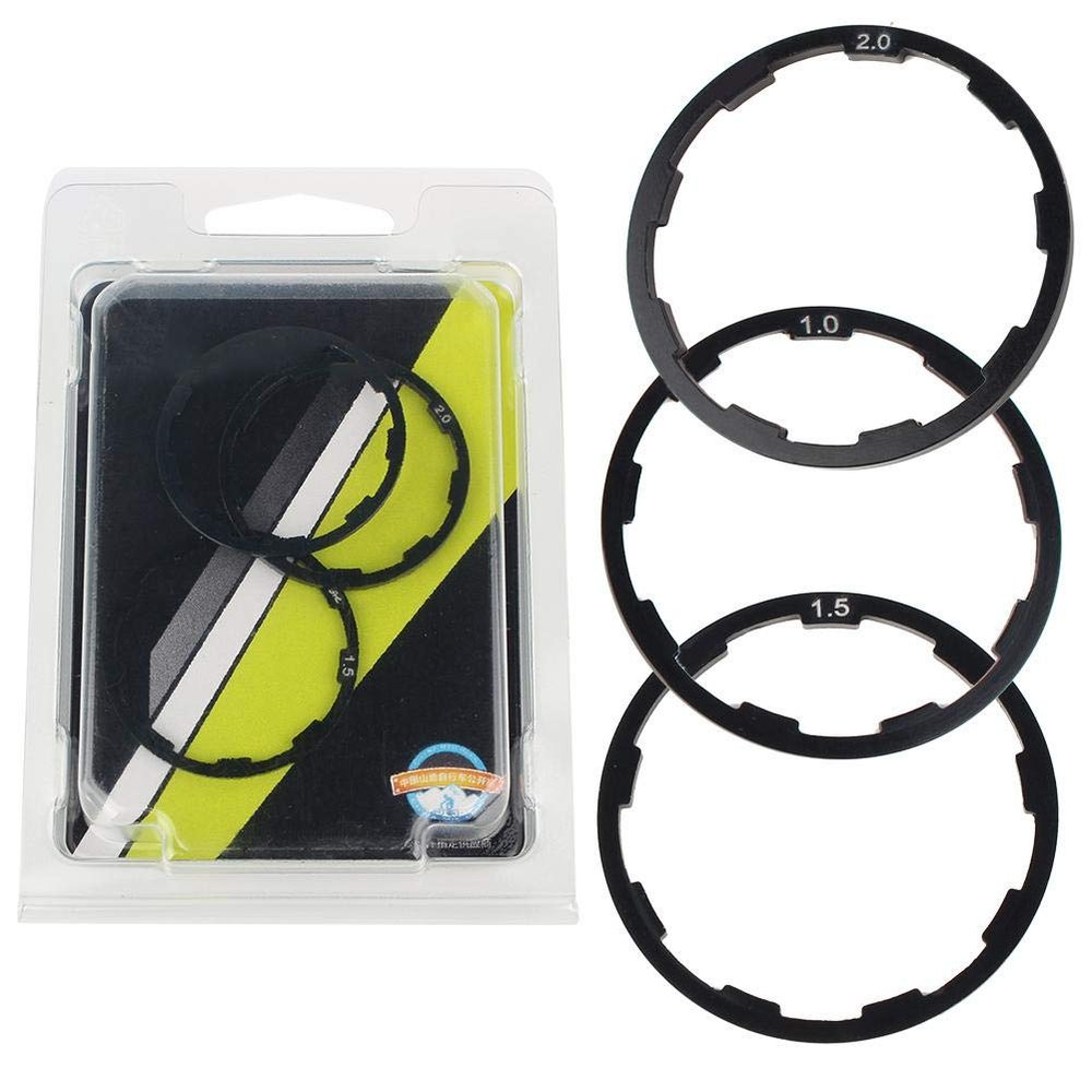 Qii lu Freewheel Spacer for ycles,Bike Wheel Hub Spacer,3 Pcs 1mm+1.5mm+2mm Bike Flywheel Hub Spacer ycle Bottom Bracket Axle Washer Gasket