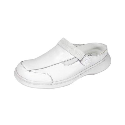 24 Hour Comfort Clara (0028) Women's Wide Width Leather Clogs for Everyday Wear White 5.5