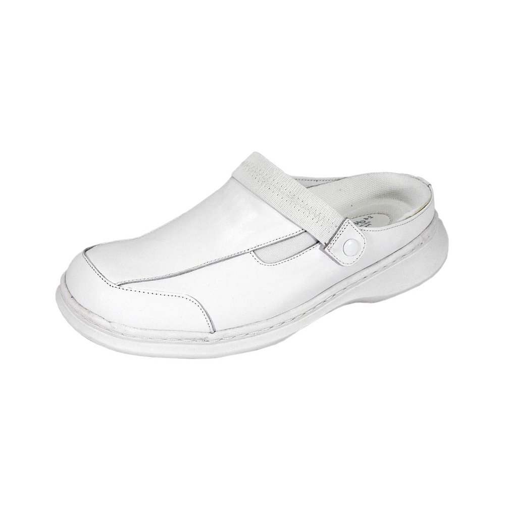 24 Hour Comfort Clara (0028) Women's Wide Width Leather Clogs for Everyday Wear White 5
