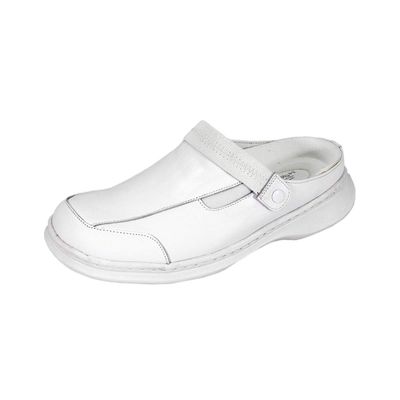 24 Hour Comfort Clara (0028) Women's Wide Width Leather Clogs for Everyday Wear White 6
