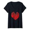 Womens I Love You Cloudy Red Heart Distressed Valentines Day V-Neck T-Shirt view 1