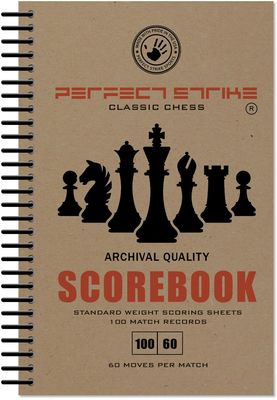 Perfect Strike Chess SCOREBOOK with Rules and Scoring Instructions. Heavy Duty. Practice and Competition. (5.5" x 8.5") LS-100:60 (100 Games per Book) (5 Book Value Pack)