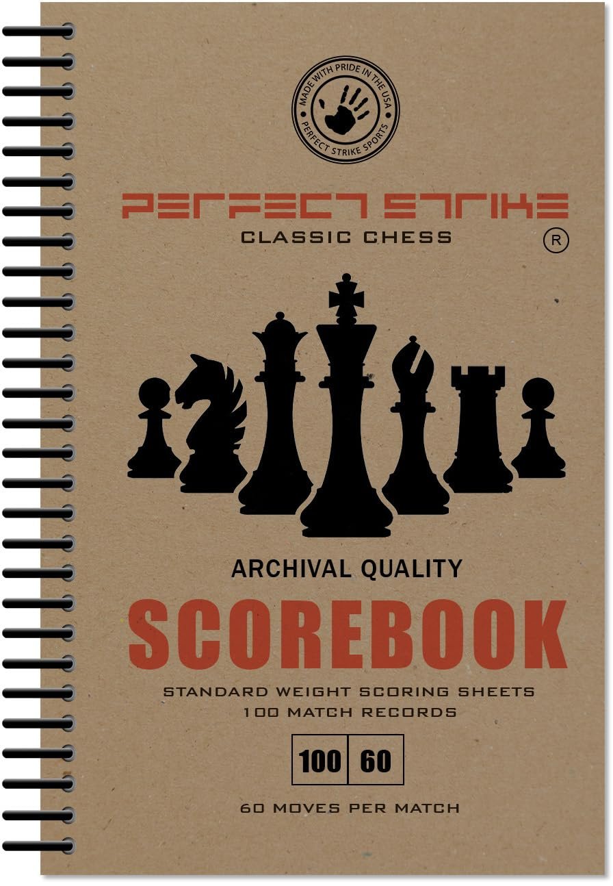 Perfect Strike Chess SCOREBOOK with Rules and Scoring Instructions. Heavy Duty. Practice and Competition. (5.5" x 8.5") LS-100:60 (100 Games per Book) (5 Book Value Pack)