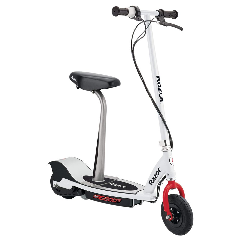 Razor E200S Electric Scooter - 8" Air-filled Tires, 200-Watt Motor, Up to 12 mph and 40 min of Ride Time, White