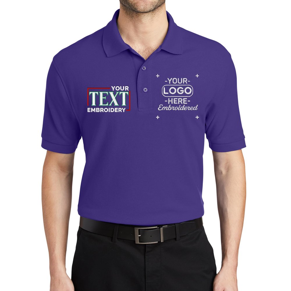 Custom Embroidered Polo Shirts for Men Personalized Embroidery Text Logo Name Company Purple