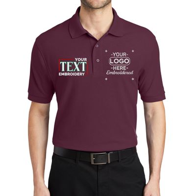 Custom Embroidered Polo Shirts for Men Personalized Embroidery Text Logo Name Company Maroon