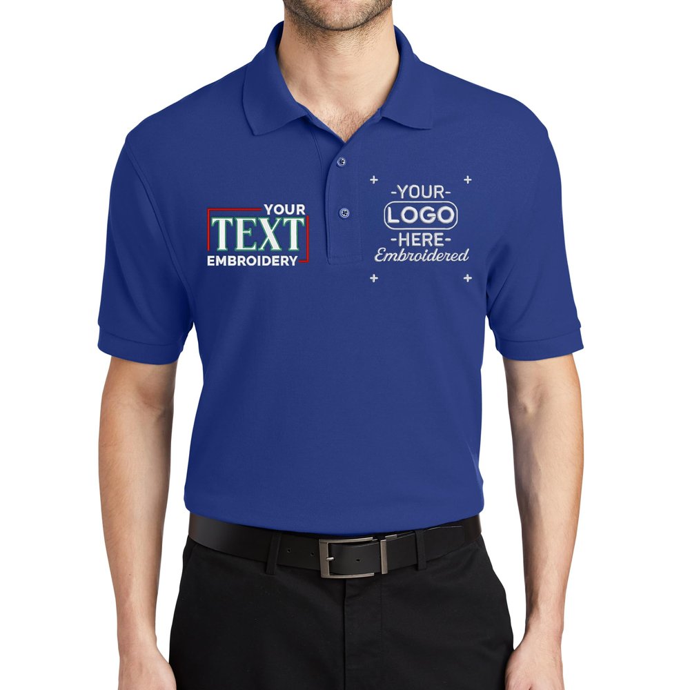 Custom Embroidered Polo Shirts for Men Personalized Embroidery Text Logo Name Company Royal