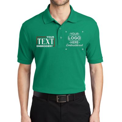 Custom Embroidered Polo Shirts for Men Personalized Embroidery Text Logo Name Company Kelly Green