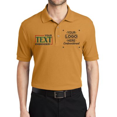 Custom Embroidered Polo Shirts for Men Personalized Embroidery Text Logo Name Company Gold