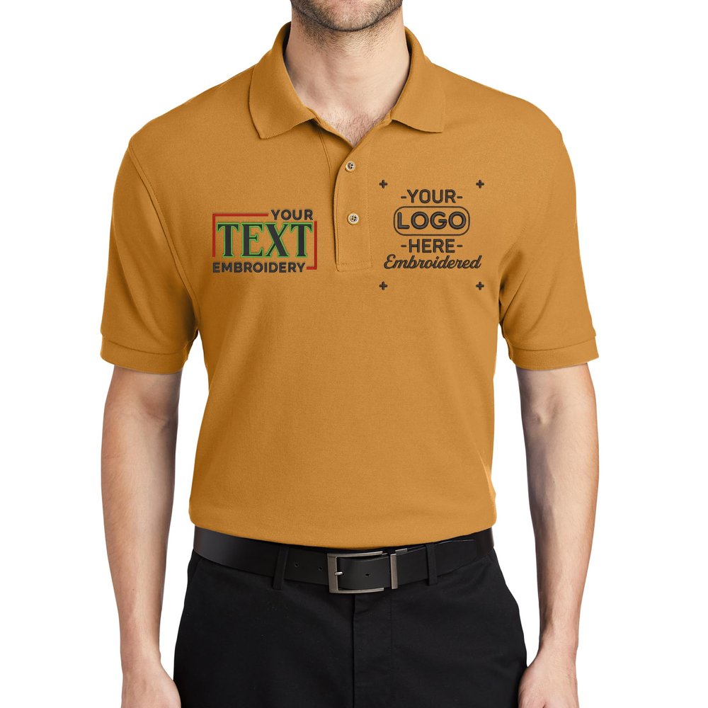 Custom Embroidered Polo Shirts for Men Personalized Embroidery Text Logo Name Company Gold