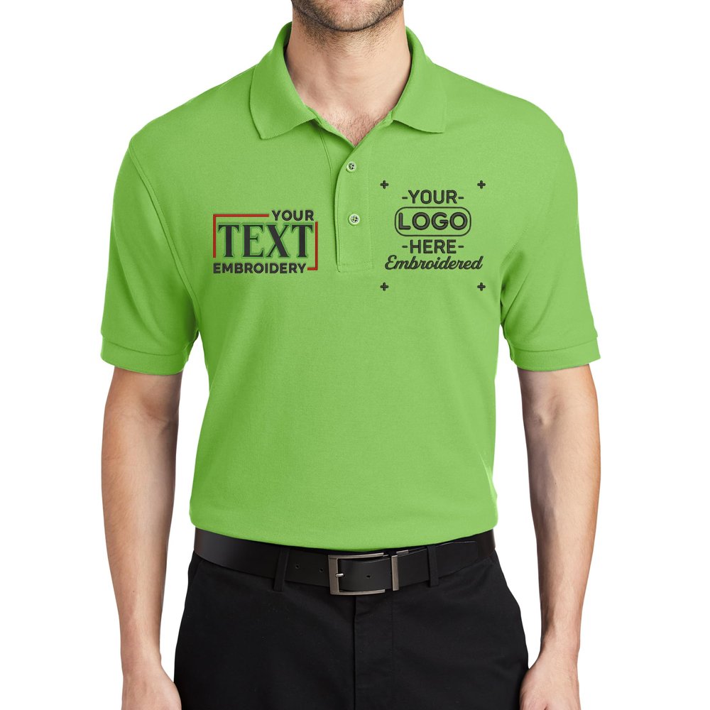 Custom Embroidered Polo Shirts for Men Personalized Embroidery Text Logo Name Company Lime
