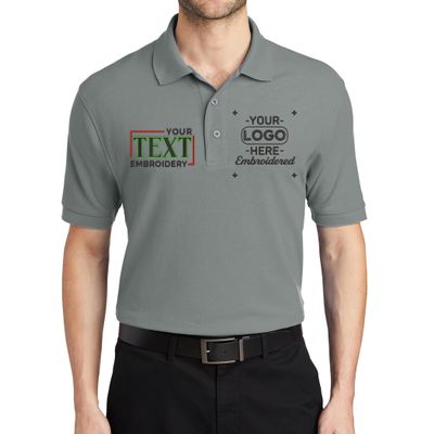 Custom Embroidered Polo Shirts for Men Personalized Embroidery Text Logo Name Company Cool Grey
