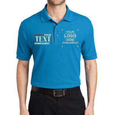 Custom Embroidered Polo Shirts for Men Personalized Embroidery Text Logo Name Company Turquoise