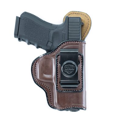 Maxx Carry Inside The Waistband Leather Holster Fits Glock 19. IWB Holster, Brown, Right Hand Draw.