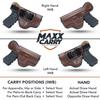 Maxx Carry Inside The Waistband Leather Holster Fits Glock 19. IWB Holster, Brown, Right Hand Draw. view 3