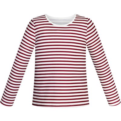 Girls Tee Red Wine Stripe T-Shirt Size 4-5