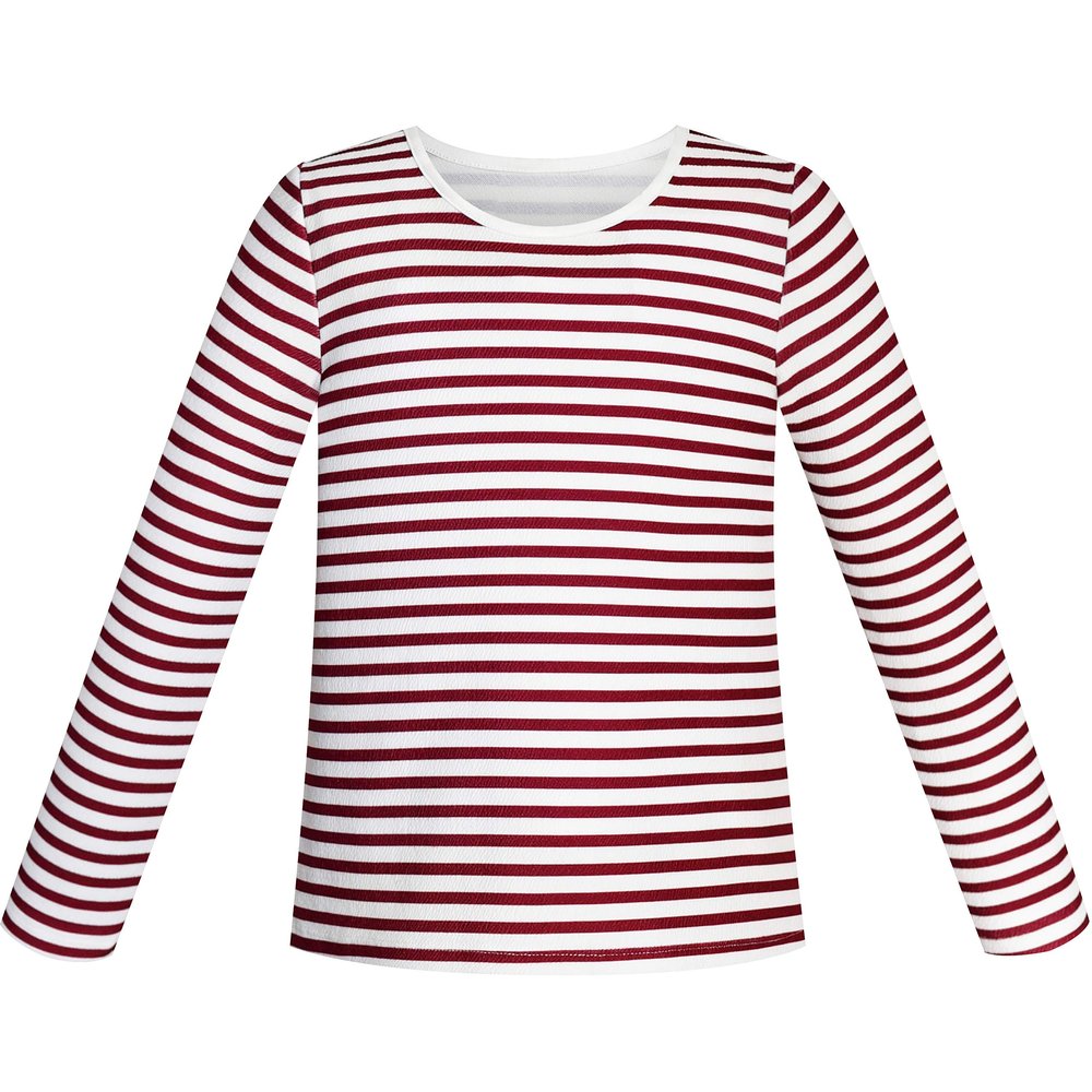 Girls Tee Red Wine Stripe T-Shirt Size 4-5