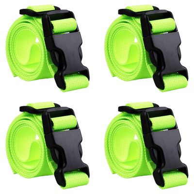 MAGARROW 40" 60" Strap Buckle Packing Straps Adjustable 1-Inch Belt (1" Wide - 40" Long, Neon Green (4-Pack))