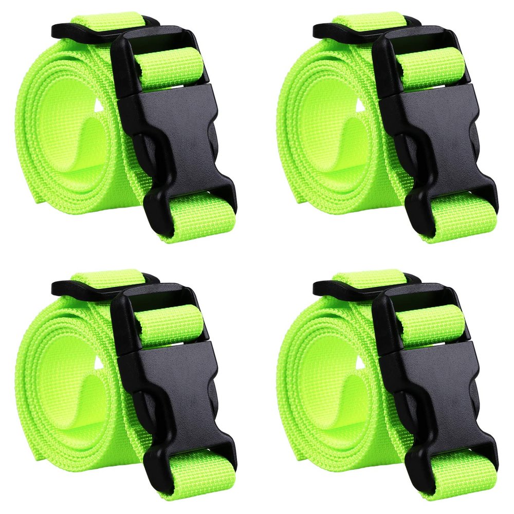 MAGARROW 40" 60" Strap Buckle Packing Straps Adjustable 1-Inch Belt (1" Wide - 40" Long, Neon Green (4-Pack))